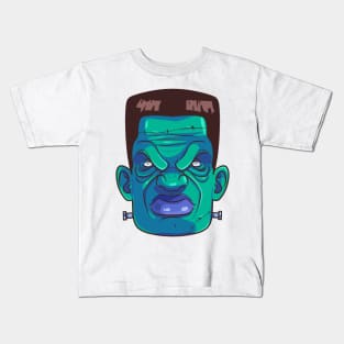 Frankenstein Monster Face Happy Halloween Scary Kids T-Shirt